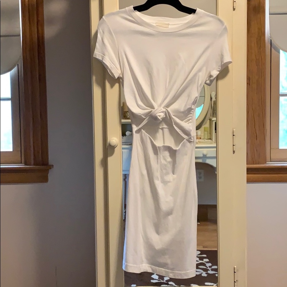 White front-tie mini dress
